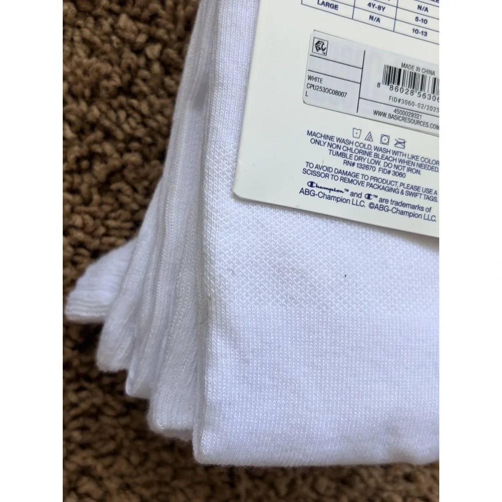 Champion White Lightweight Moisture Wicking Over the Calf Socks NEW - 2 Pack NWT